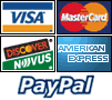 Pay with Visa, Mastercard, Discover, AMEX or PayPal